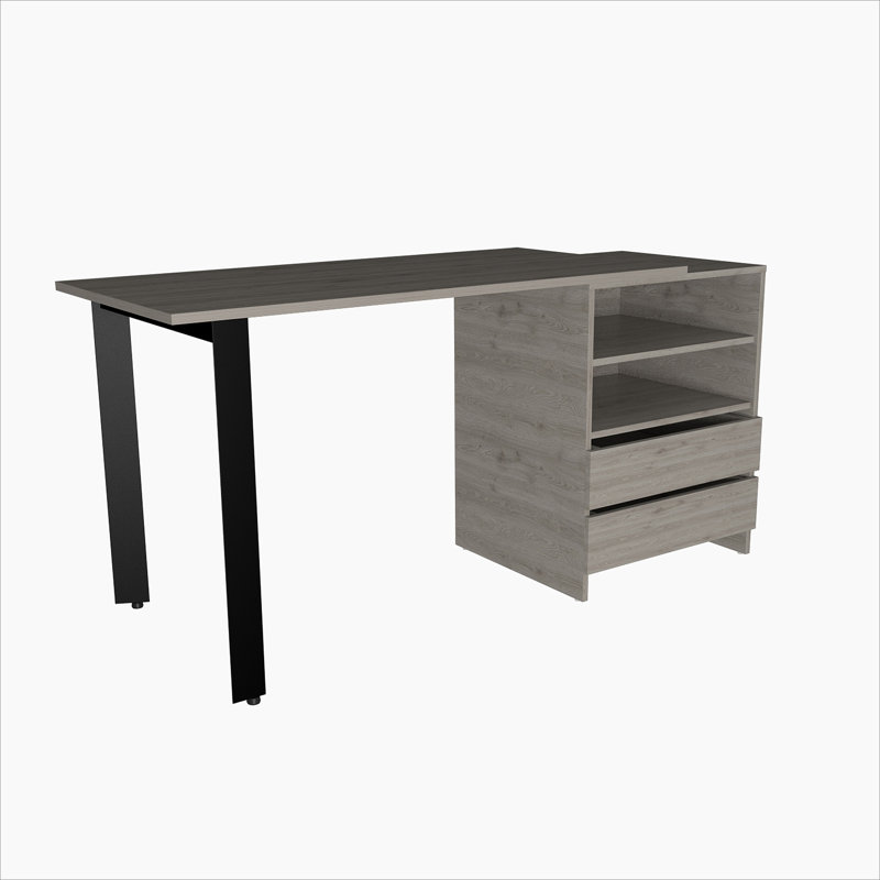 58" Light Gray Wood Computer Desk
