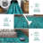 Washable Area Rug, Vintage Distressed Low Pile Non-Slip Foldable Retro Abstract Indoor Floor Carpet, Turquoise, 9'x12'-24305465-24305459