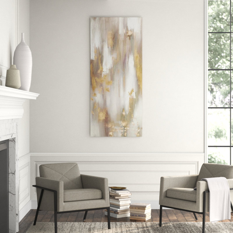 Golden Bull I Painting by Derek Shaw, 55" H x 24" W x 1.5" D, Hand Embellished