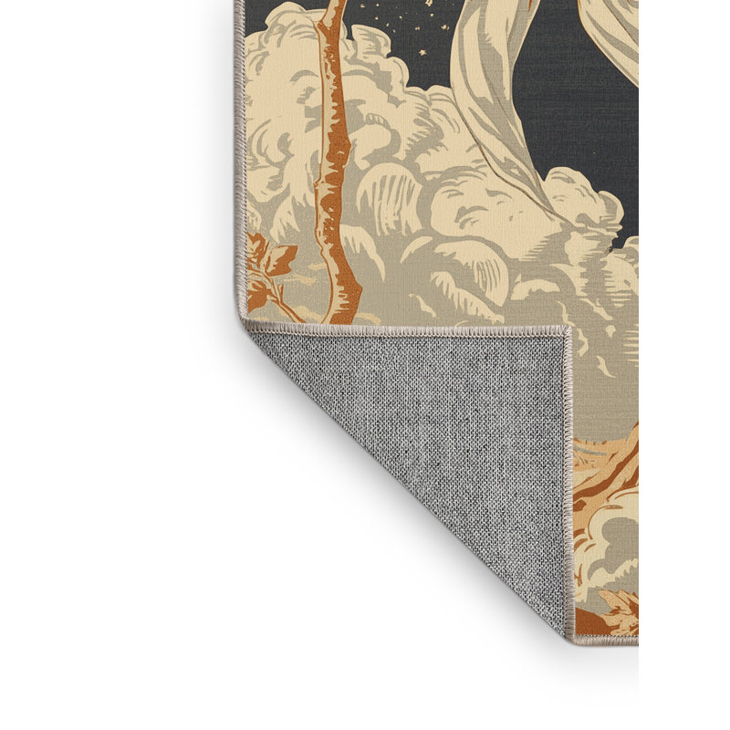 Tapis classique lavable à la machine en toile brun et beige Orlena, 5 x 8