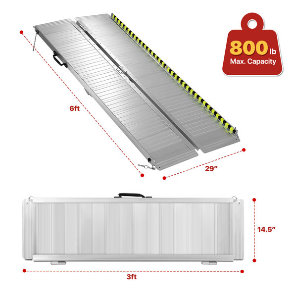 Portable Ramp Hand Carry MoNiBloom Portable Wheelchair Ramp, Non-Slip Aluminum Folding Handicap ...