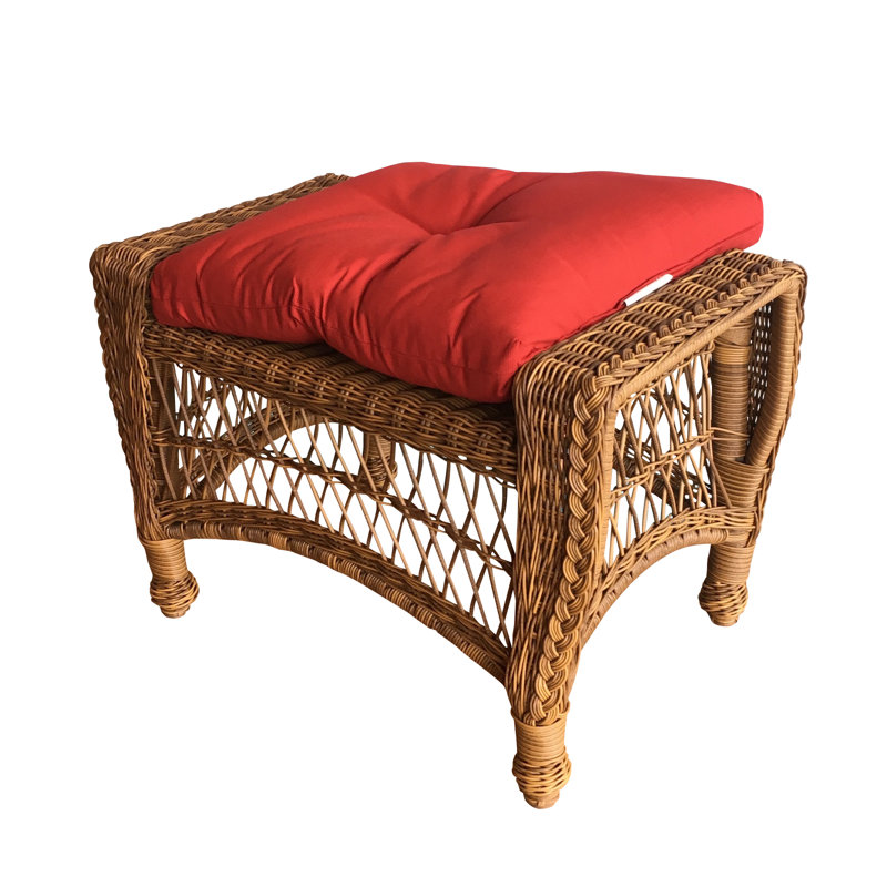 Repose-pieds avec coussin Camacho, Sunbrella bleu marine, Naturel