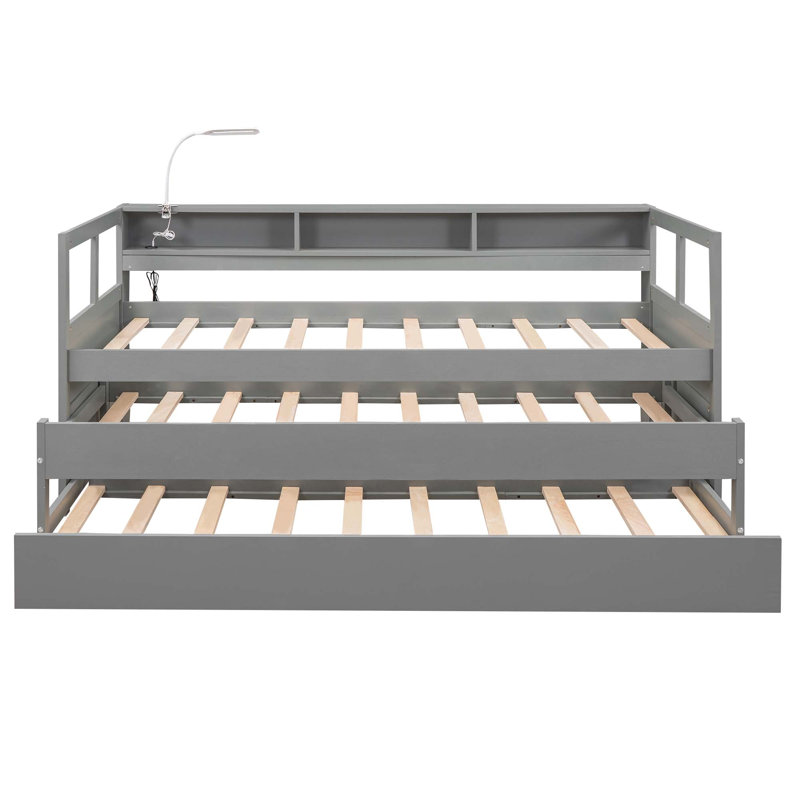 Lit de jour simple en bois Azden, Gris, Simple