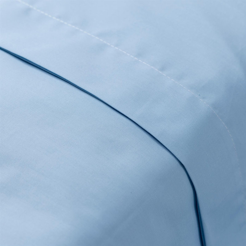 Adalia Cotton Blend/Polyester Fitted Sheet, Blue, Double, Flat sheet