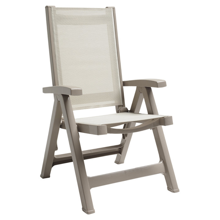 Charlize Foldable Outdoor Patio Dining Armchair, Dove Grey / Ivory