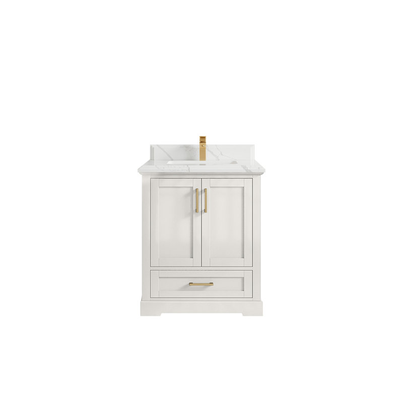Boston 30 po X P 22 po Meuble-lavabo simple en albâtre, Calacatta Laza