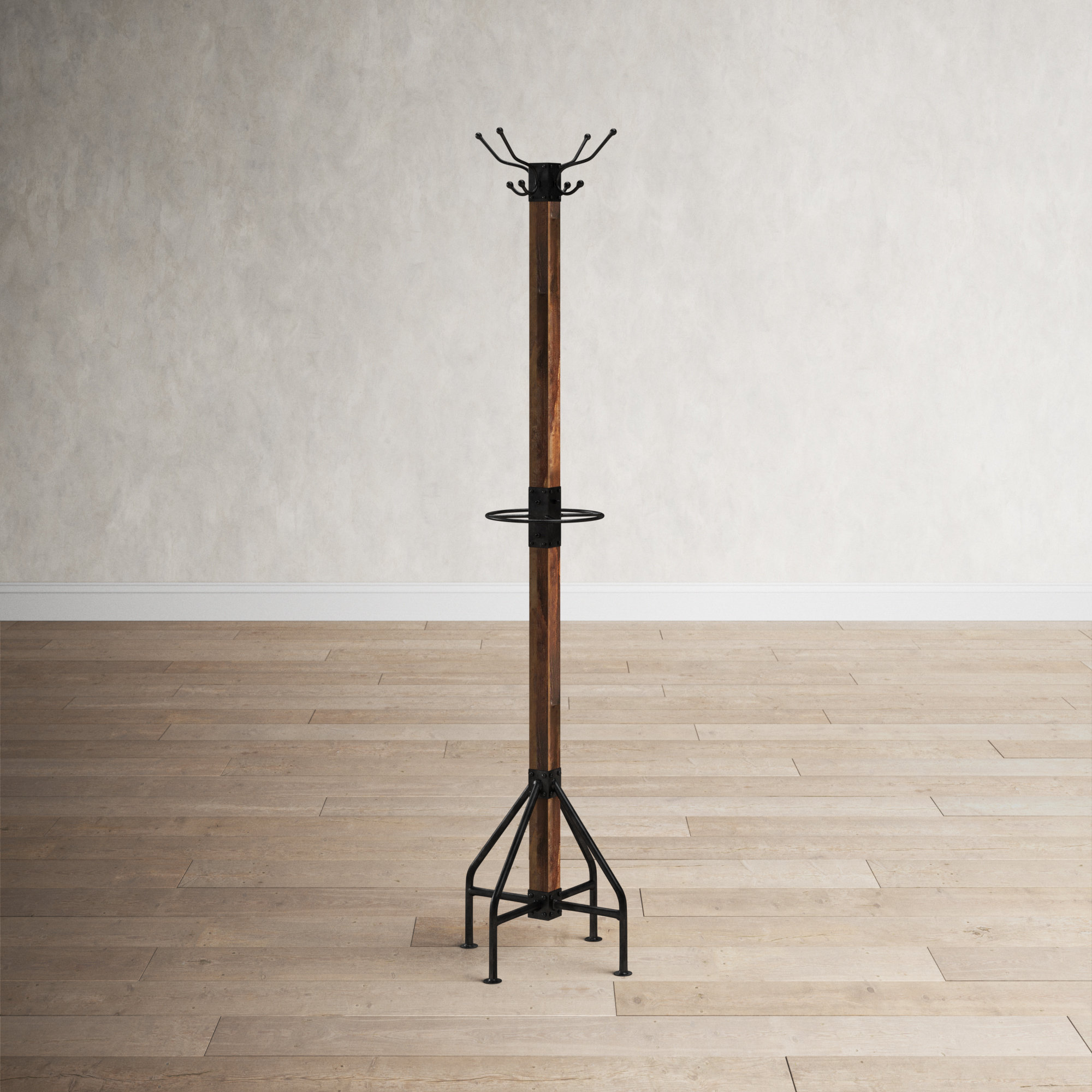 Art Decò Coat Rack Floor Stand With Umbrella Holder and Mirror