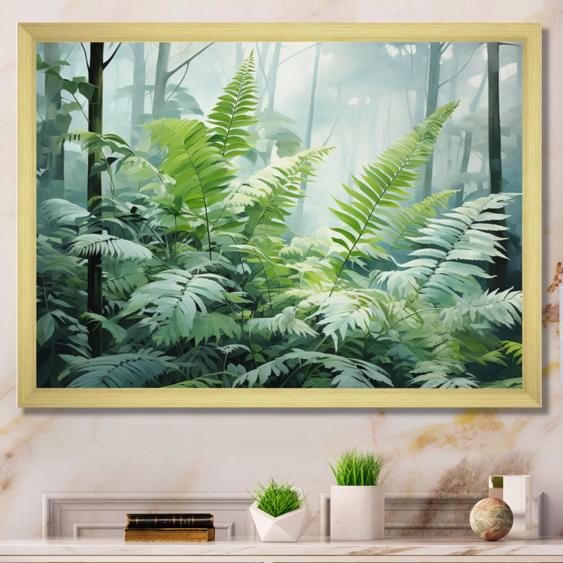 Angileh Ferns Romantic Impression V - Print, Cadre doré à une seule photo, H 34 po x l 44 po x P 1,5 po