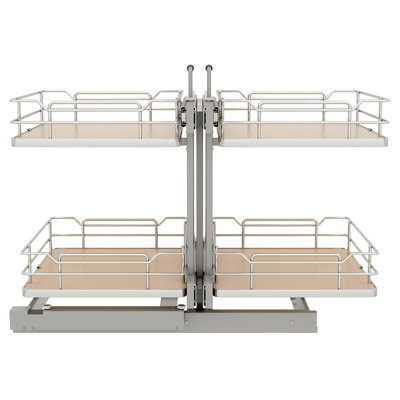 Steel Two-Tier Pullout Solid Bottom Organizer For Blind Corner Cabinets W/ Soft-Close