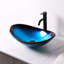 Lavabo de salle de bain en verre trempé avec drain escamotable en verre trempé L 21 po x l 13 po Mocoloo-124049131-130915197
