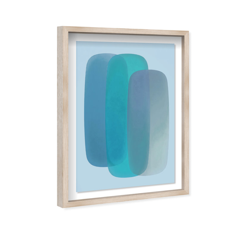 Teal Gradients Print by Oliver Gal, 16.5"H x 11.5"W, Natural Oak Shadowbox