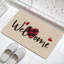 Paillasson Plaid Heart Welcome, 24 x 36, pour porte d'entrée