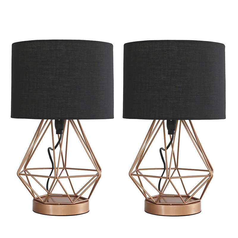 Haigler Metal Table Lamp, Grey, No Bulb, Copper