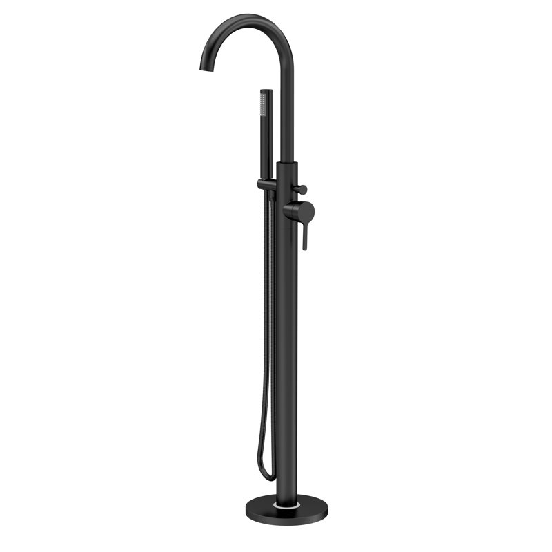 Floor Tub Spout Bath Filler with Diverter, Matt Black