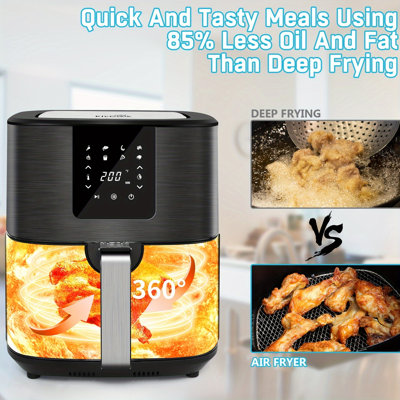 KitCook 7 Quart Air Fryer with Digital Touchscreen, 8 Presets, Adjustable Temperature 100 to 400°F