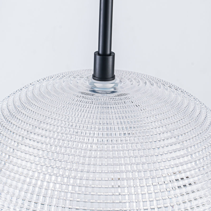 Luminaire suspendu en verre pour îlot de cuisine à 3 lumières à intensité variable Neven, Noir