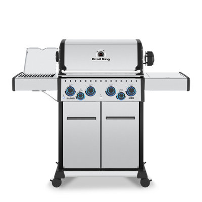 Baron S 490 Pro IR 4-Burner Natural Gas Grill in Stainless Steel with Infrared Side Burner and Rear Rotisserie Burner