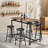 Space-Saving Bar Table Set with 4 Stools, Compact 47.5-Inch Rectangle Design, Classic Brown MDF and Metal Frame