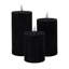 Bougie pilier cannelée noire à piles - 3 pièces
