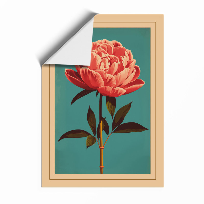 Peony Bloom Botanical - Framed Print, Unframed, A4 - 29.7 x 21.0 cm