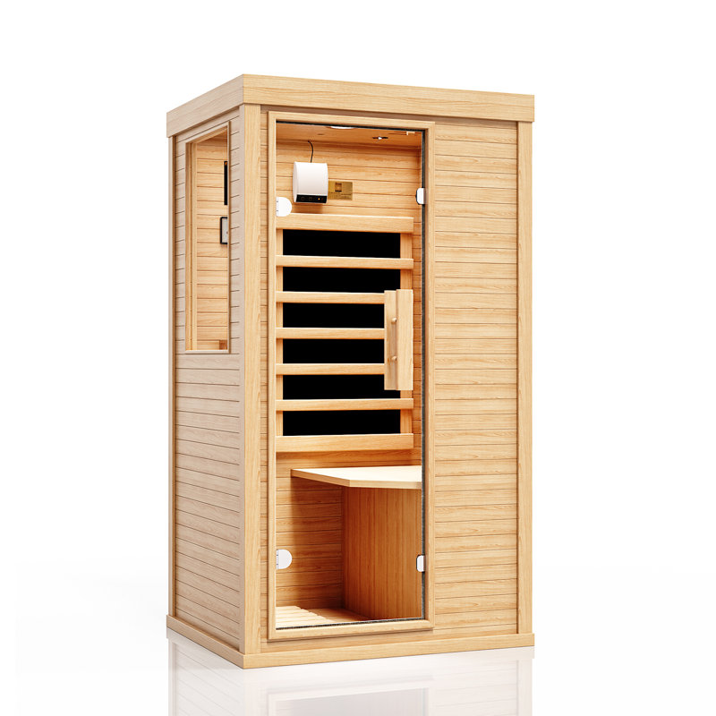 Sauna à infrarouge lointain pour 1 personne avec pruche du Canada, audio Bluetooth et lampe de lecture à DEL