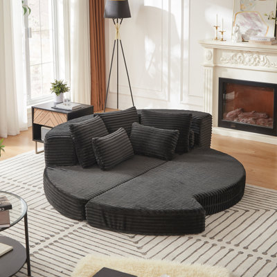Modern Multifunctional Corduroy Sofa Bed, Elegant Black Recliner For Living Room