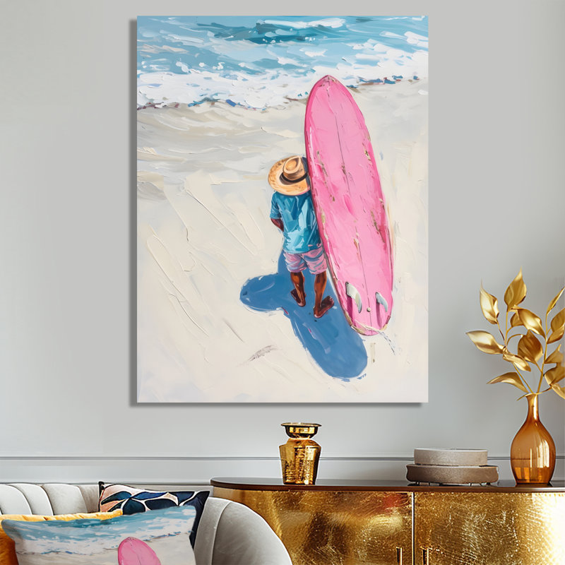 Cowboy surfeur à Crystal Beach - décoration murale de cow-filles, Toile tendue, H 44 po x l 34 po