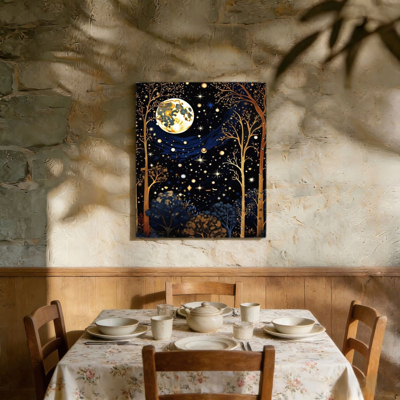 Moon And Stars, Unframed Wall Art, 36"L X 24"W