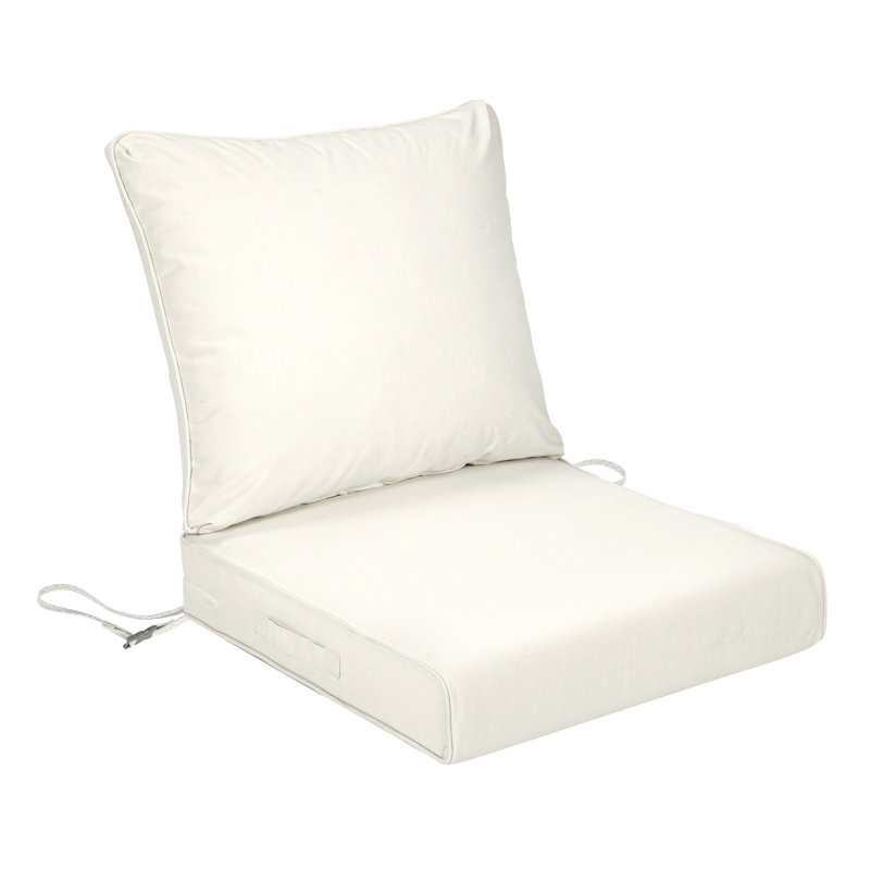 Outdoor Water-resistant Deep Seat Cushion Set, Ivory, 24" W x 24" D
