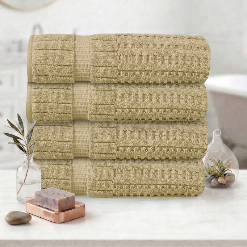 Ensemble de serviettes 4 pièces Willow - 100% coton peigné, qualité supérieure 630 g / m², lin, ultra doux et très absorbant (4 serviettes de bain)