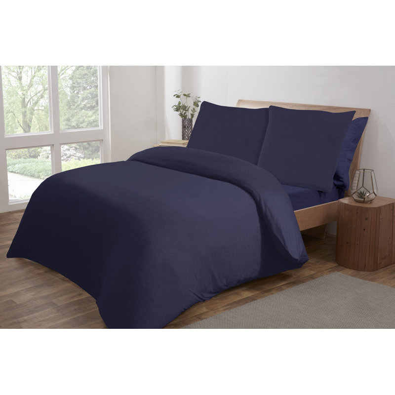 Atvars Striped Duvet Cover Set with Pillowcases, Double - 2 Pillowcases (80 x 80 cm), Navy