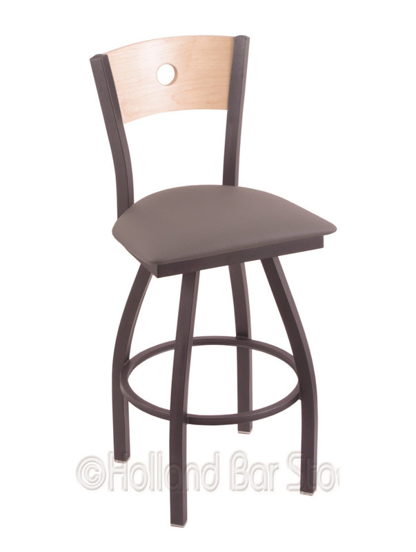 Tabouret de bar pivotant de 36" Lareau, Vin Allante, Étain, Chêne Naturel