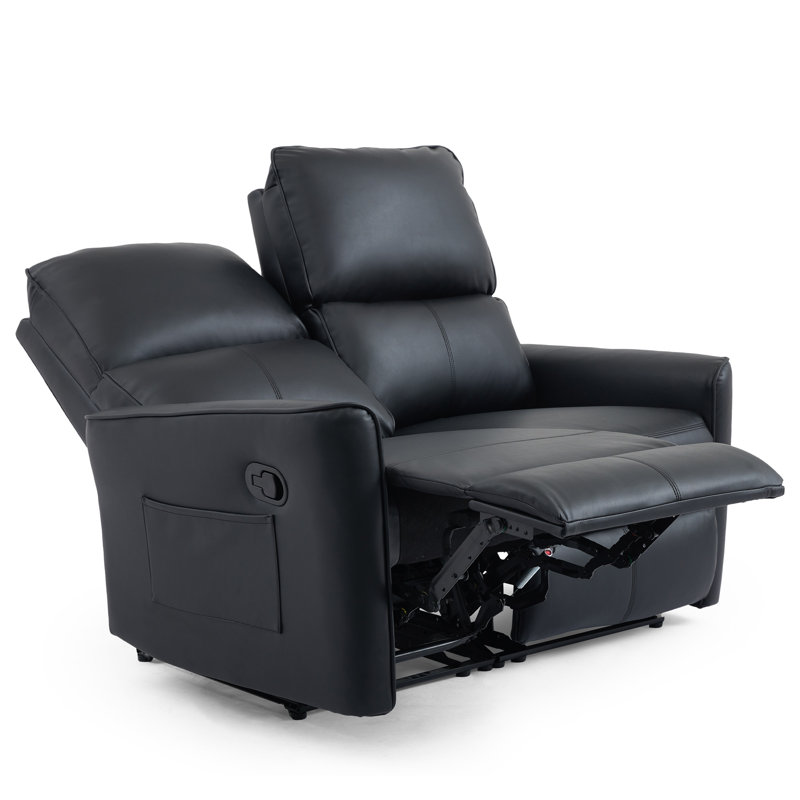 Alfino 1+2 Seater Manual Air Leather Recliner Sofa Set, Black