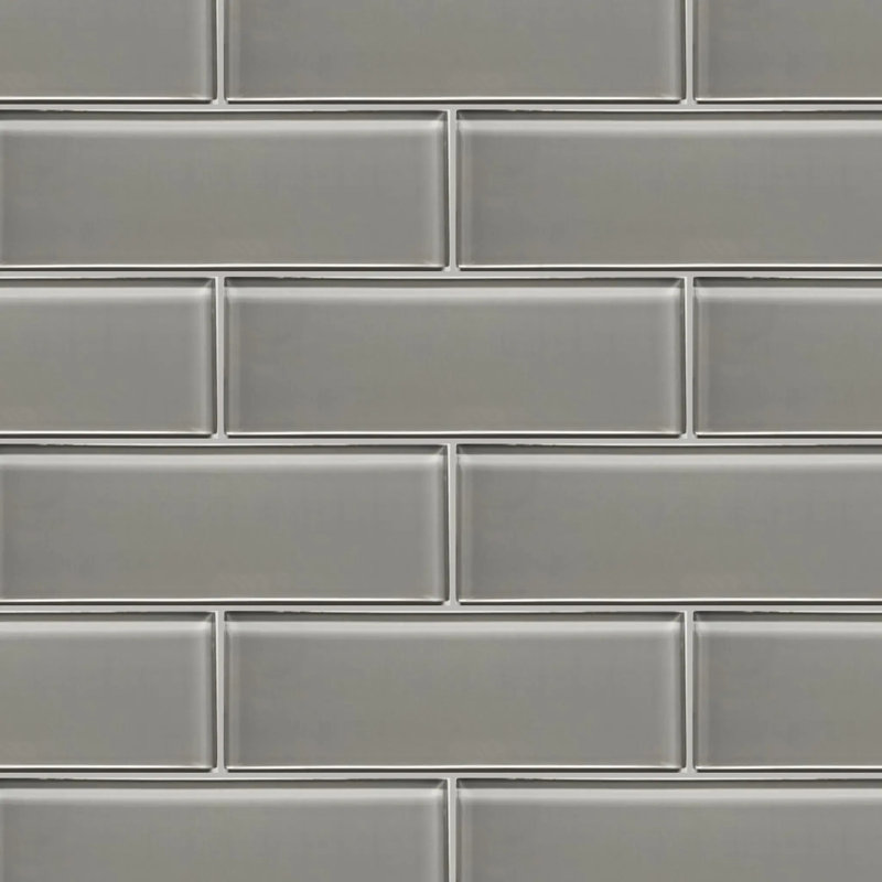 Carreau de verre 4 po x 12 po gris glace (0,33 pi2 / pièce)