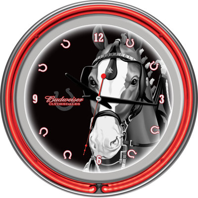 Horloge murale 14,5" budweiser clydesdale néon
