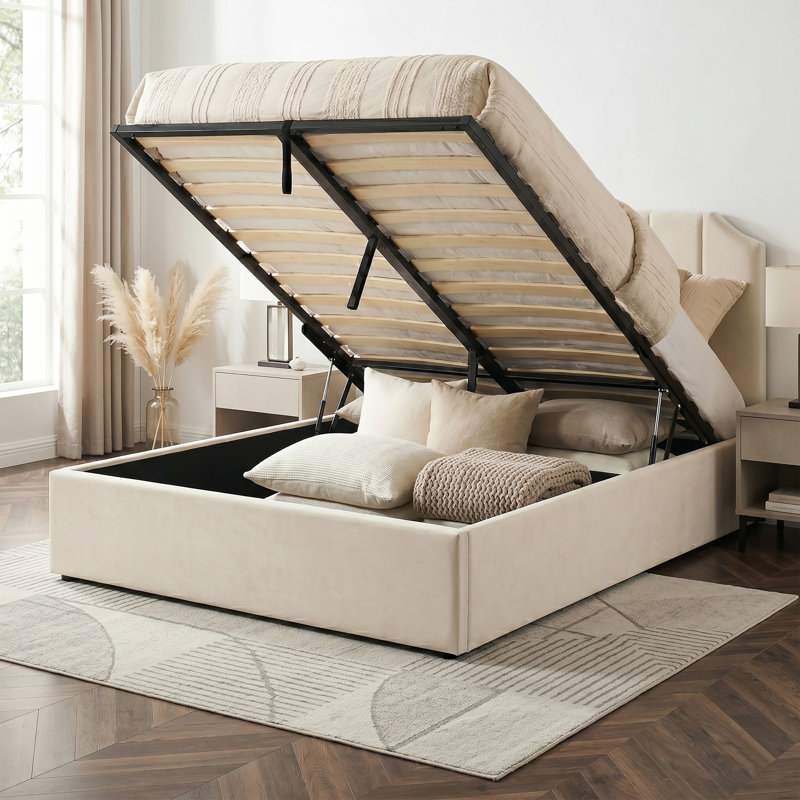 Conwy Ottoman Lift Up Storage Bed, Beige