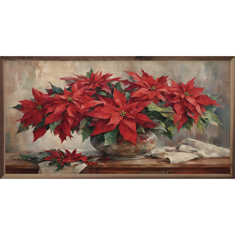 Bouquet de poinsettias sur table, H 20 po x l 40 po