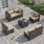Ensemble de conversation modulaire pour patio en osier 6 personnes avec coussins-109423078