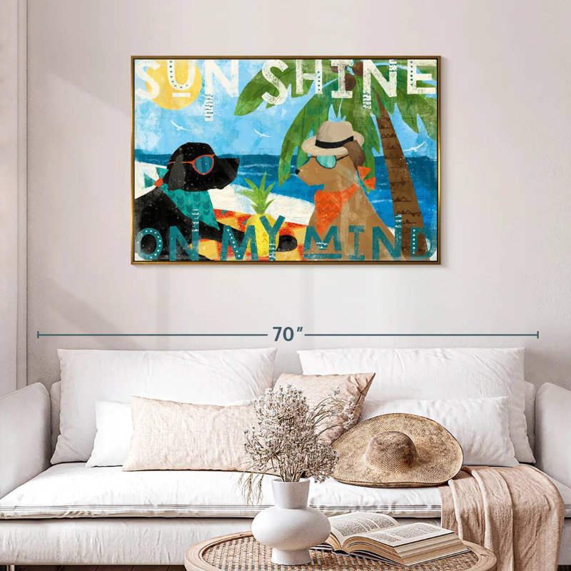 Good Vibes I, Cadre flottant doré, 43 po x 29 po