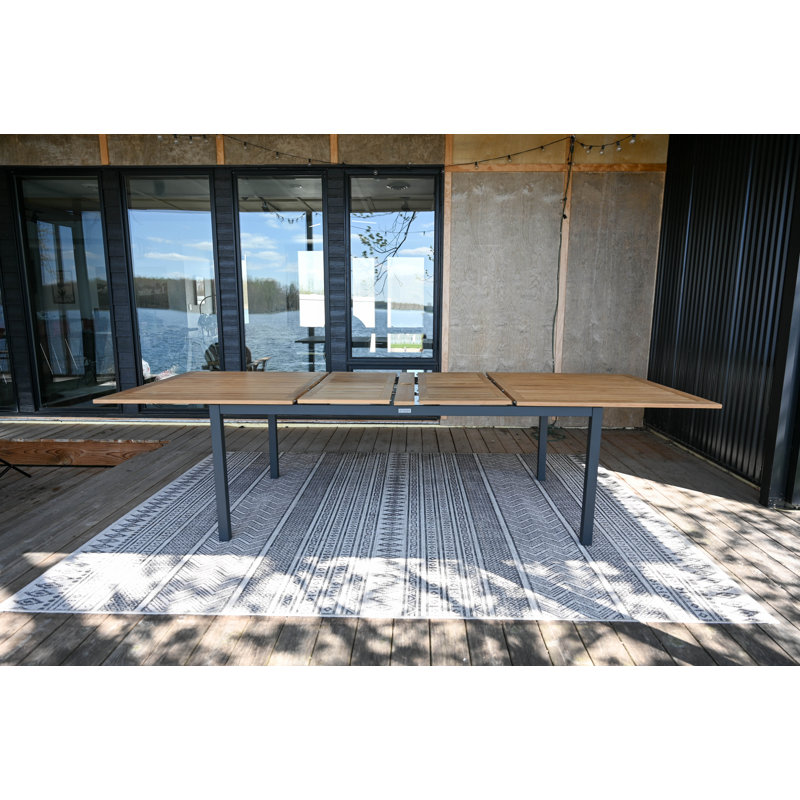 SoHo 115" Teak Aluminum Outdoor Extension Table, Black