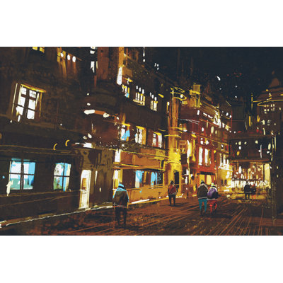 Urban Cityscape Painting - Wrapped Canvas Print