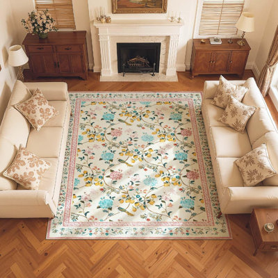 Tapis floral lavable antidérapant Botanical