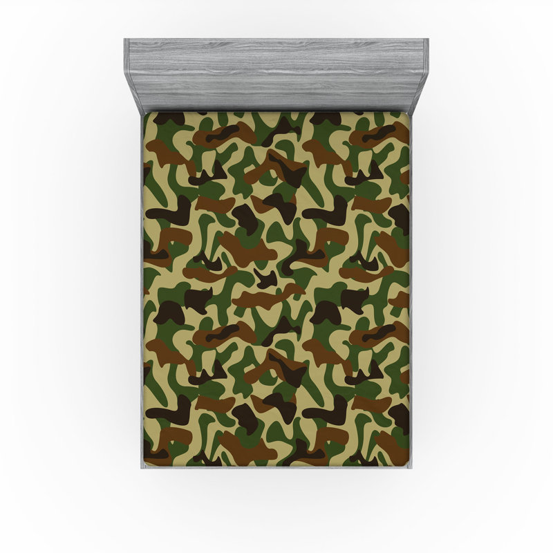 Drap-housse Ambesonne, paquet de 2, Drap-housse grand, Vert / brun / camouflage kaki