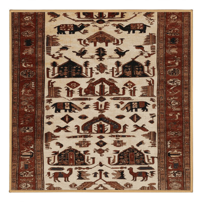 Tapis brun turc lavable à la machine