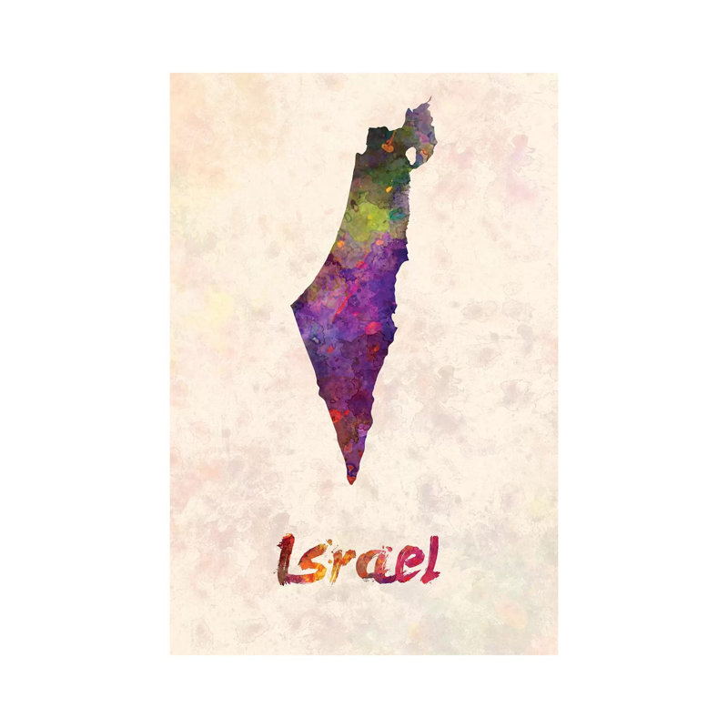 «Israël dans l'aquarelle» par Paul Rommer - impression sur toile tendue, H 12 po x l 8 po x P 0,75 po