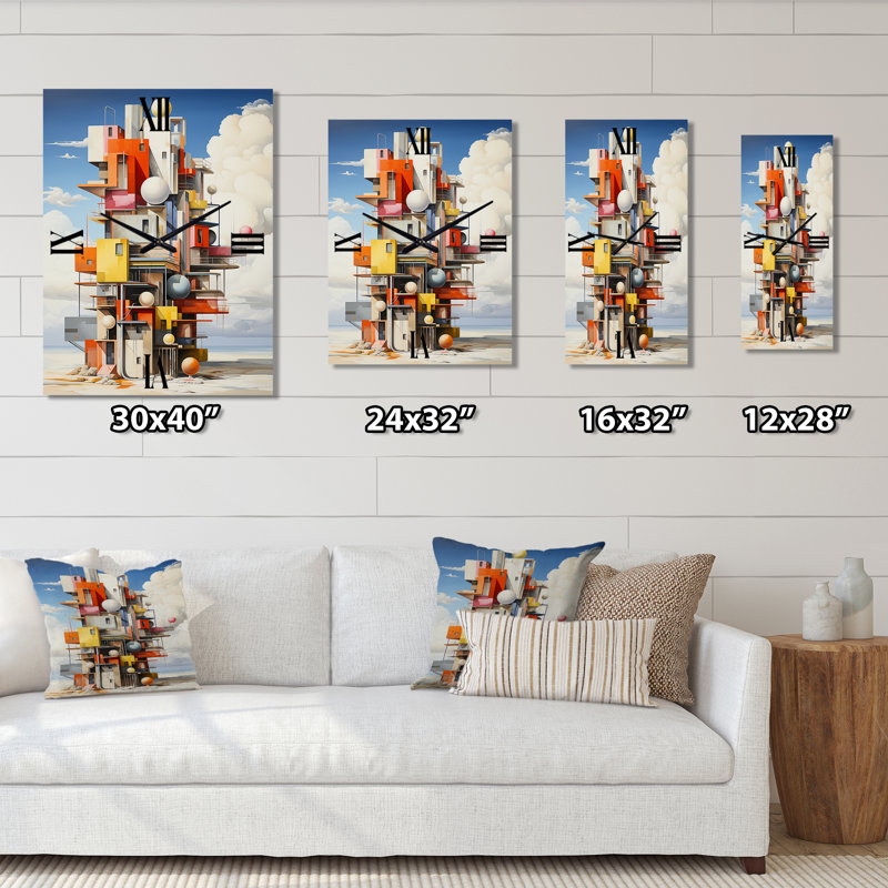 Tour cubique dans le style De Stijl II - Horloges murales nuages, Petit