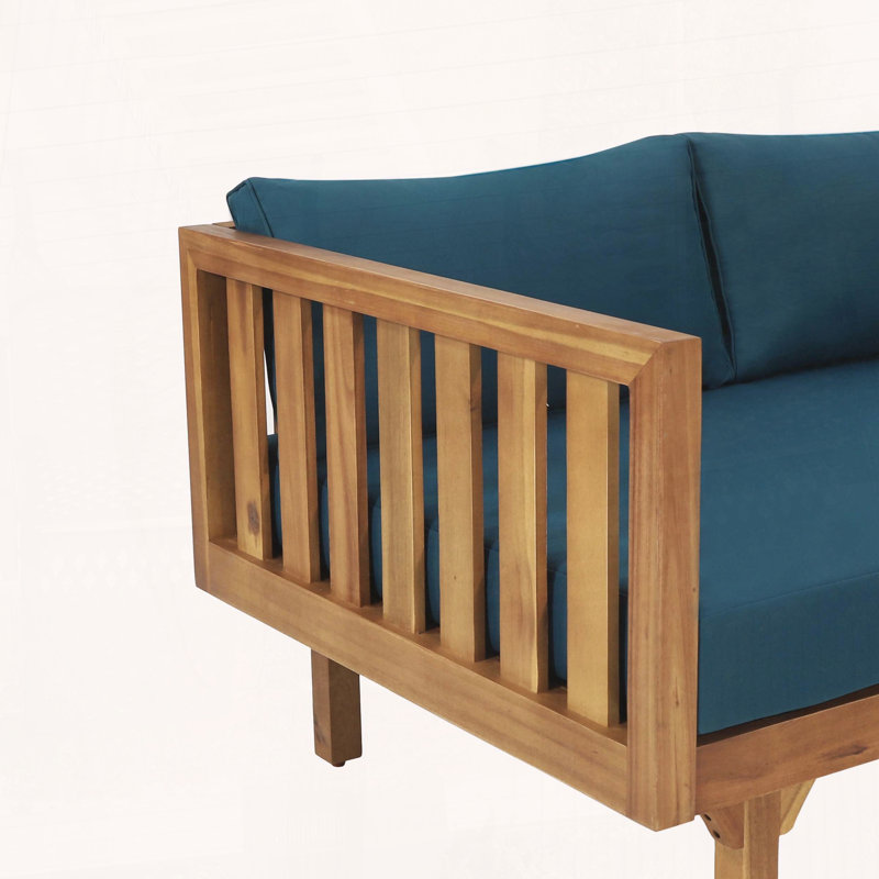 Acacia Wood Daybed with Classic Slat Paneling, Navy