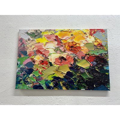 Toile élégante à fleurs abstraites: œuvres d'art imprimées vibrantes pour décor moderne, 1P BlackFramedCanves