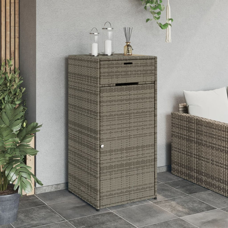 Garden Storage Cabinet 55X55x111 Cm Poly Rattan, Grey