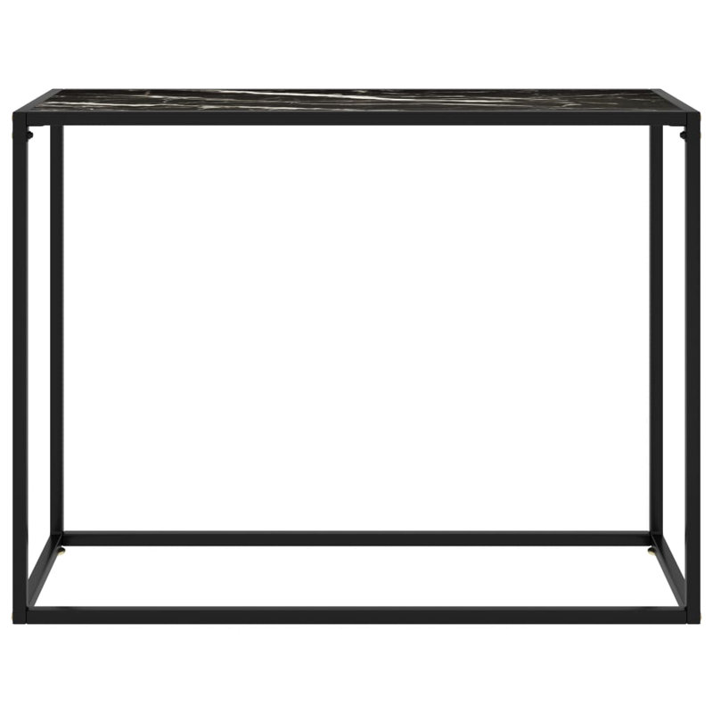Eunita Glass Top Console Table, 75 H x 100 W x 35 D cm, Marble Black